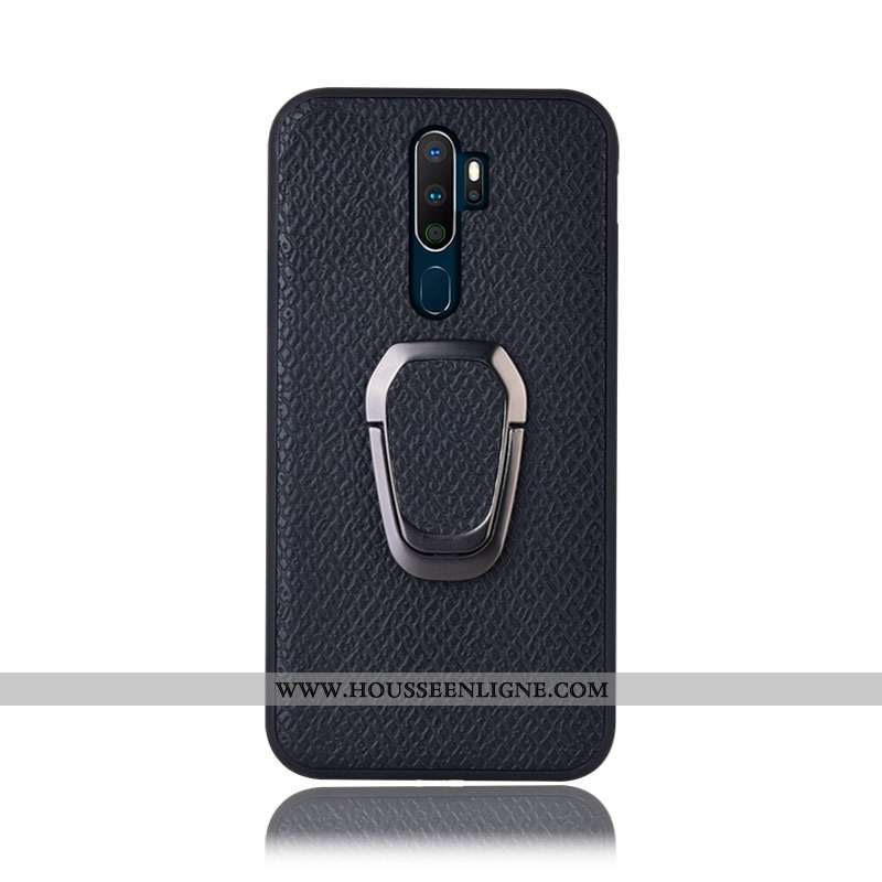 Housse Oppo A5 2020 Protection Cuir Véritable Rouge Incassable Mesh Coque Couvercle Arrière Rose