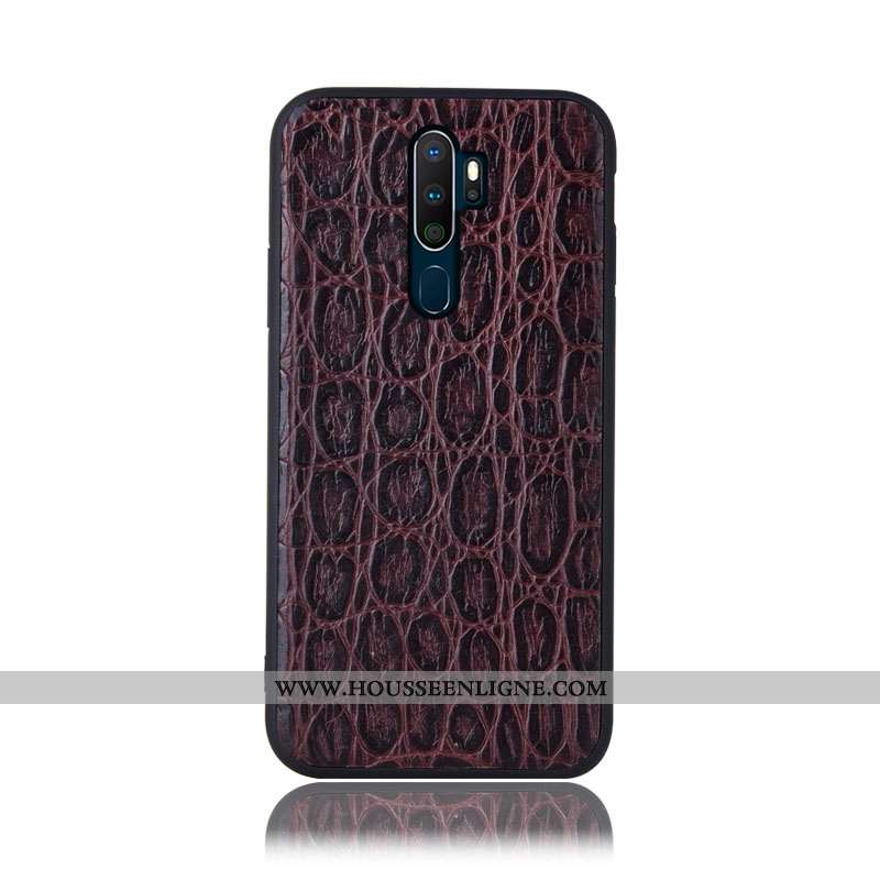 Housse Oppo A5 2020 Protection Cuir Véritable Téléphone Portable Couvercle Arrière Incassable Coque 
