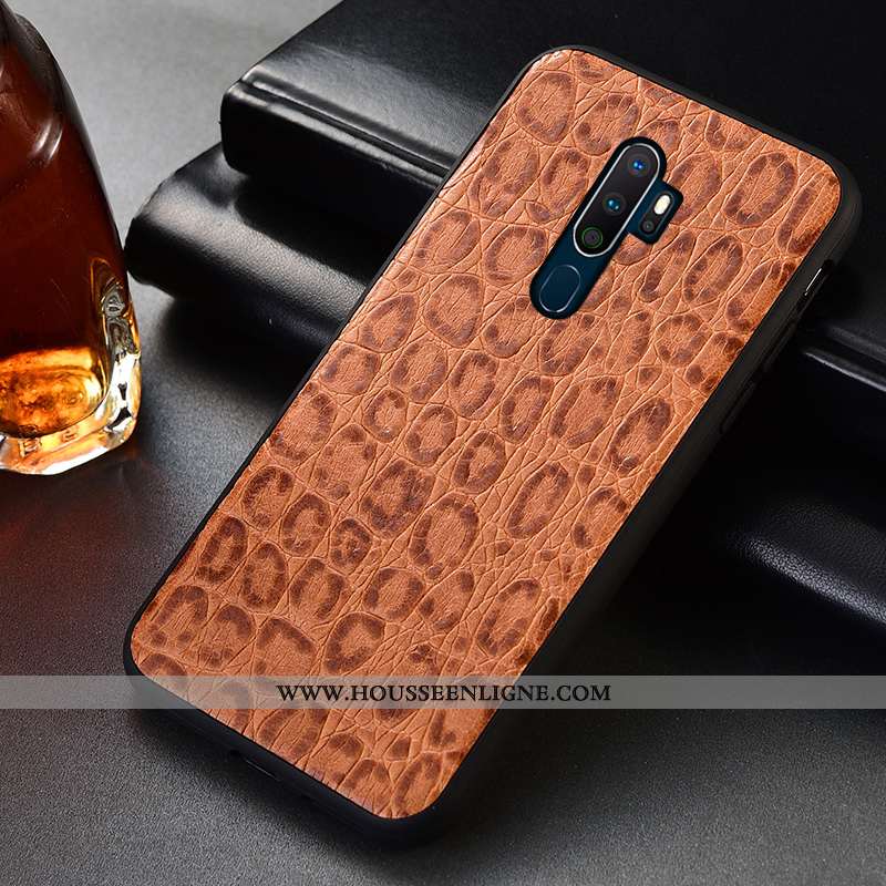 Housse Oppo A5 2020 Protection Cuir Véritable Téléphone Portable Couvercle Arrière Incassable Coque 