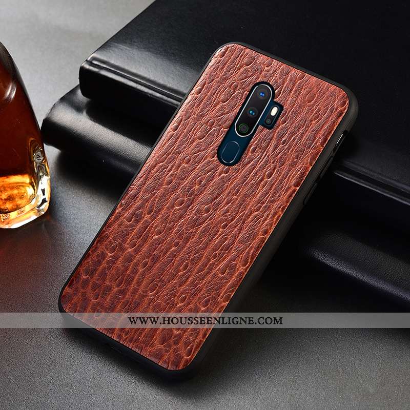 Housse Oppo A5 2020 Protection Cuir Véritable Étui Incassable Modèle Fleurie Téléphone Portable Coqu