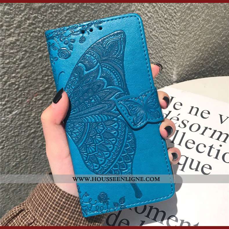 Housse Oppo A5 2020 Protection Ornements Suspendus Couleur Unie Cuir En Relief Gaufrage Fleur Rose