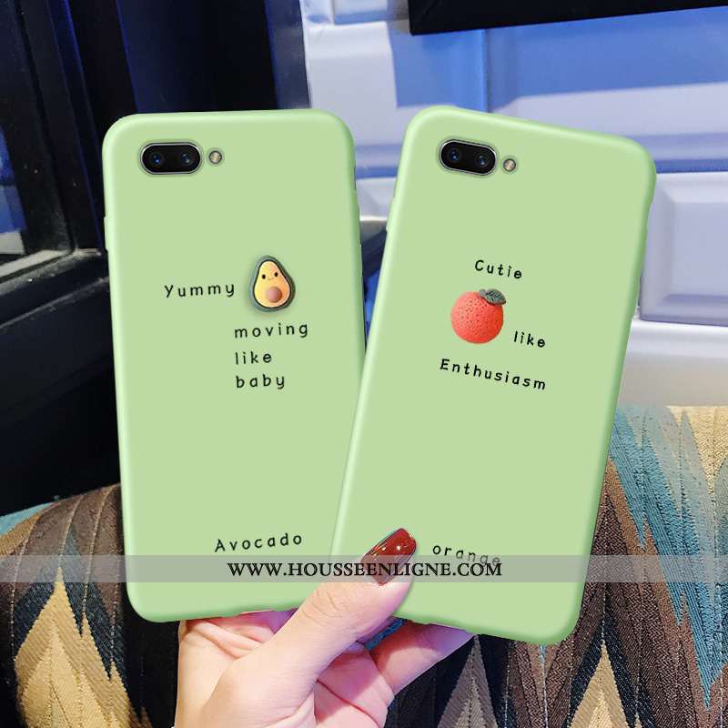 Housse Oppo A5 Fluide Doux Protection Coque Dessin Animé Vert Légère Téléphone Portable Verte