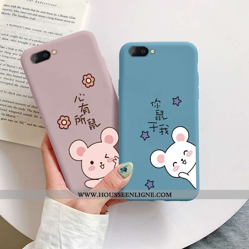 Housse Oppo A5 Personnalité Créatif Légère Cœur Étui Silicone Petit Bleu