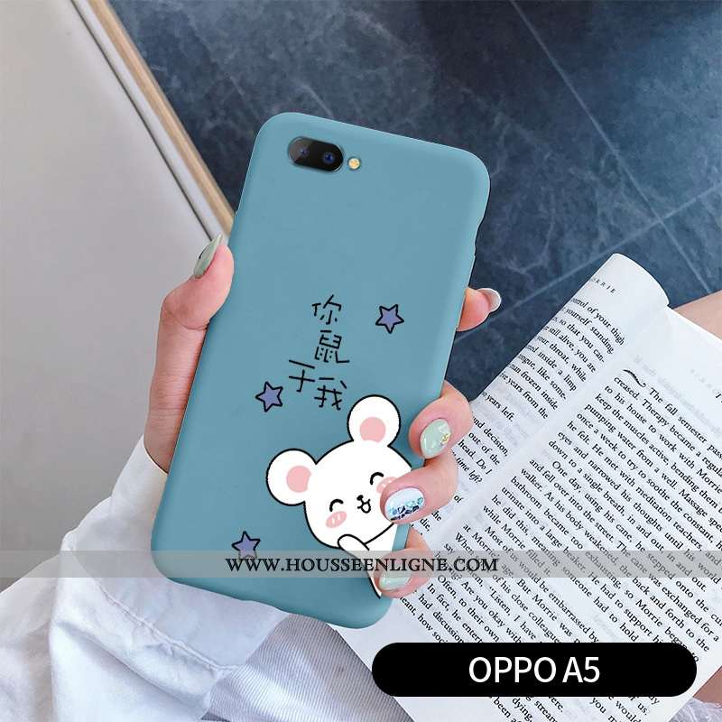 Housse Oppo A5 Personnalité Créatif Légère Cœur Étui Silicone Petit Bleu