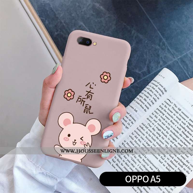 Housse Oppo A5 Personnalité Créatif Légère Cœur Étui Silicone Petit Bleu