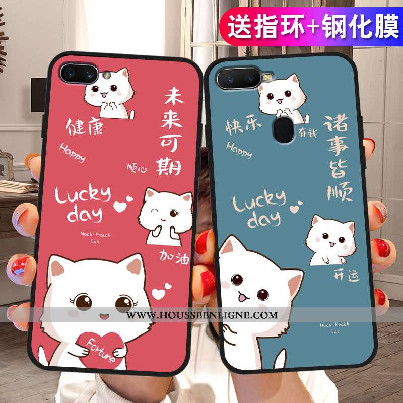 Housse Oppo A5 Protection Délavé En Daim Coque Incassable Fluide Doux Téléphone Portable Bleu