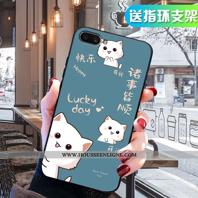 Housse Oppo A5 Protection Délavé En Daim Coque Incassable Fluide Doux Téléphone Portable Bleu