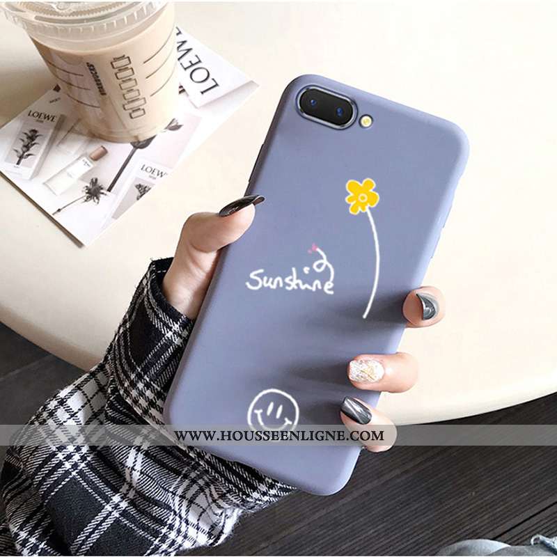 Housse Oppo A5 Protection Délavé En Daim Simple Ultra Légère Fluide Doux Tout Compris Bleu
