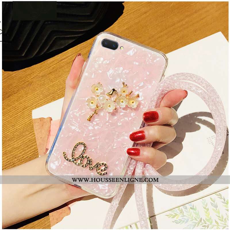 Housse Oppo A5 Tendance Protection Charmant Incruster Strass Cou Suspendu Étui Coque Blanche