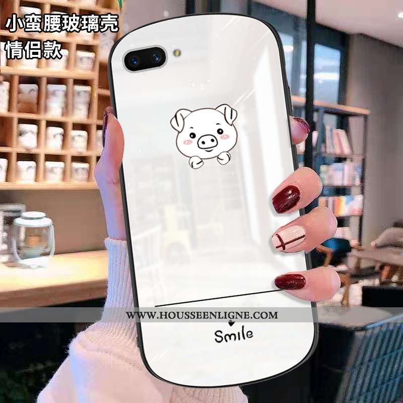 Housse Oppo A5 Verre Personnalité Coque Incassable Créatif Téléphone Portable Blanc Blanche
