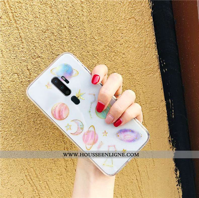 Housse Oppo A9 2020 Créatif Tendance Étui Simple Personnalité Blanc Coque Blanche