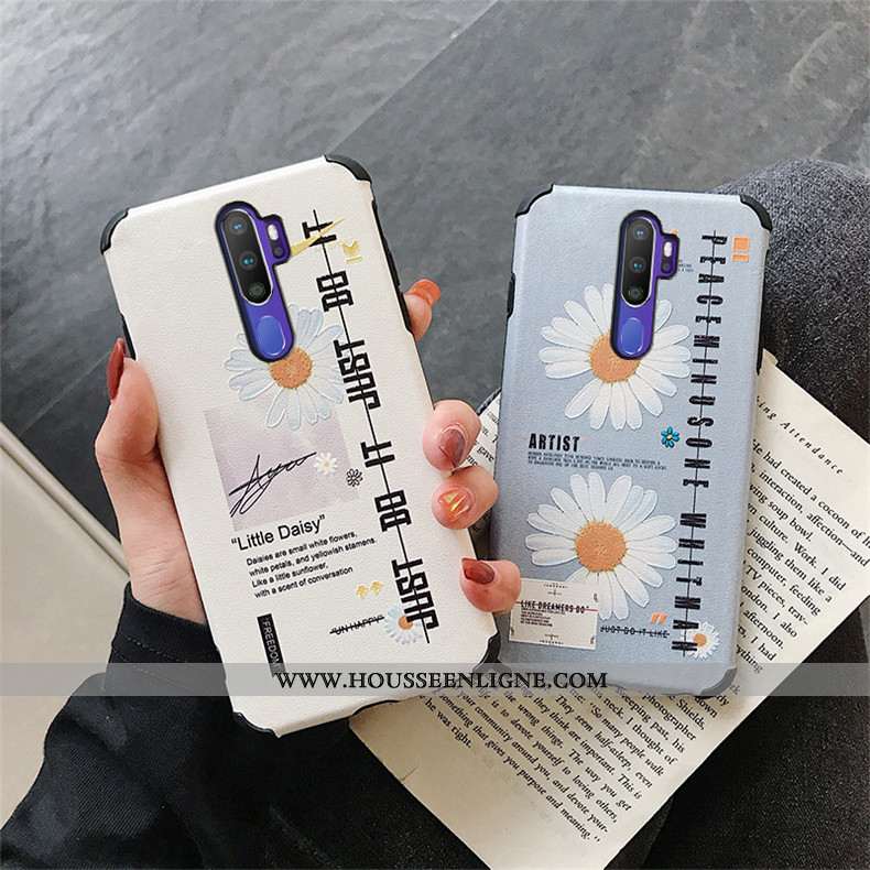 Housse Oppo A9 2020 Modèle Fleurie Fluide Doux Blanc Étui Coque Personnalité Soie Mulberry Blanche