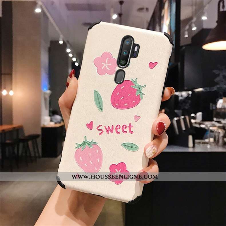 Housse Oppo A9 2020 Modèle Fleurie Fluide Doux Blanc Étui Coque Personnalité Soie Mulberry Blanche