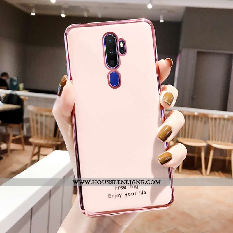 Housse Oppo A9 2020 Multicolore Incassable Placage Rose Couleur Unie Téléphone Portable Coque