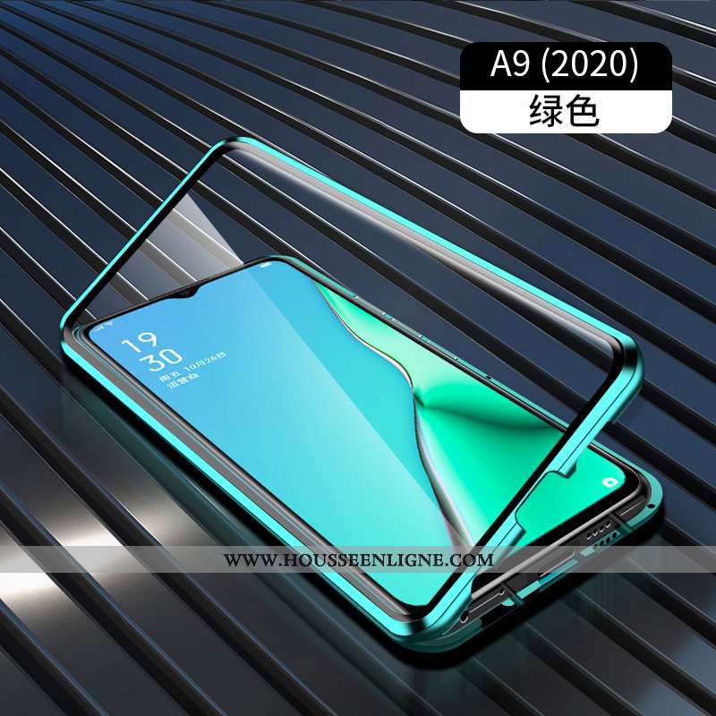 Housse Oppo A9 2020 Protection Verre Coque Tout Compris Reversible Étui Vert Verte