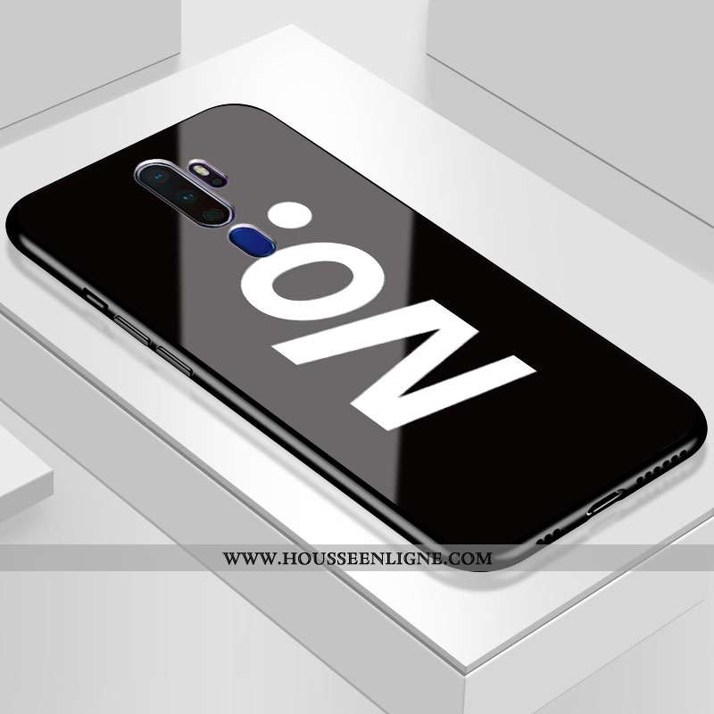 Housse Oppo A9 2020 Protection Verre Téléphone Portable Net Rouge Étui Personnalité Tendance Noir