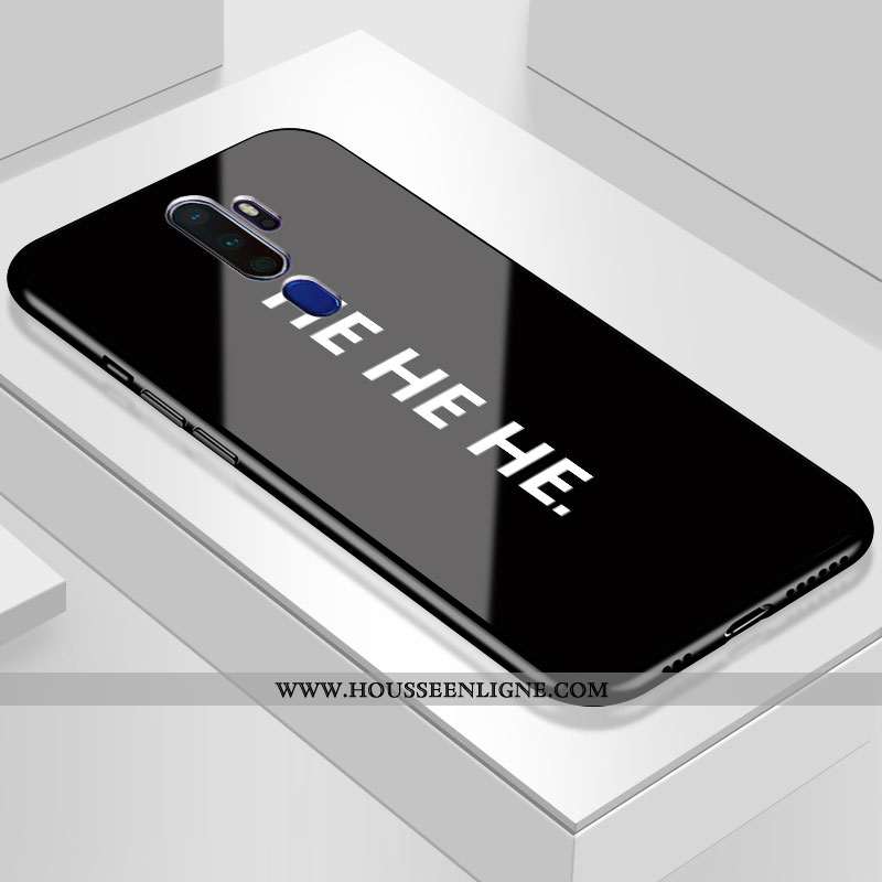 Housse Oppo A9 2020 Protection Verre Téléphone Portable Net Rouge Étui Personnalité Tendance Noir