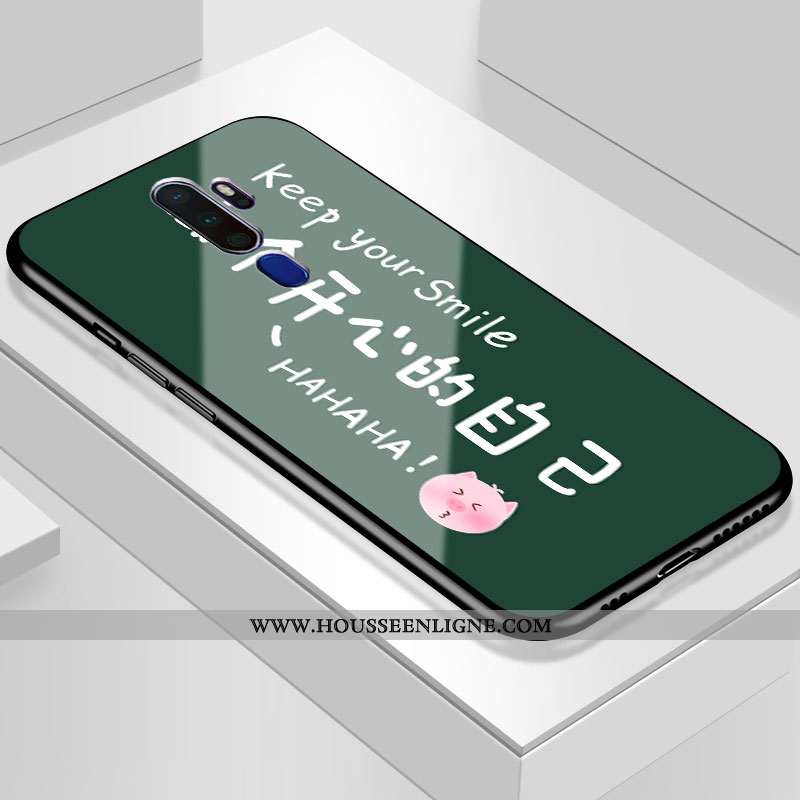 Housse Oppo A9 2020 Protection Verre Téléphone Portable Net Rouge Étui Personnalité Tendance Noir
