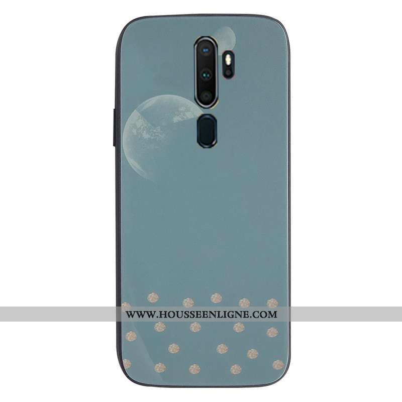 Housse Oppo A9 2020 Verre Tendance Coque Téléphone Portable Bleu Support Protection