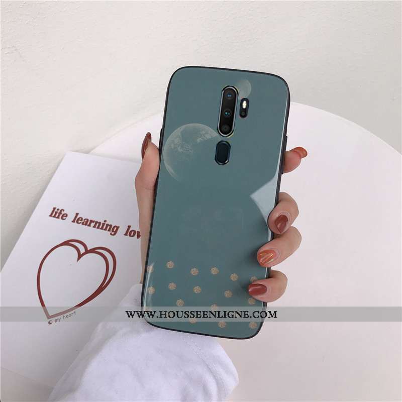 Housse Oppo A9 2020 Verre Tendance Coque Téléphone Portable Bleu Support Protection