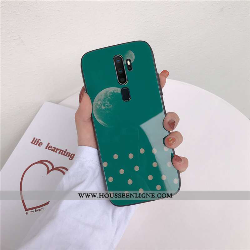 Housse Oppo A9 2020 Verre Tendance Coque Téléphone Portable Bleu Support Protection