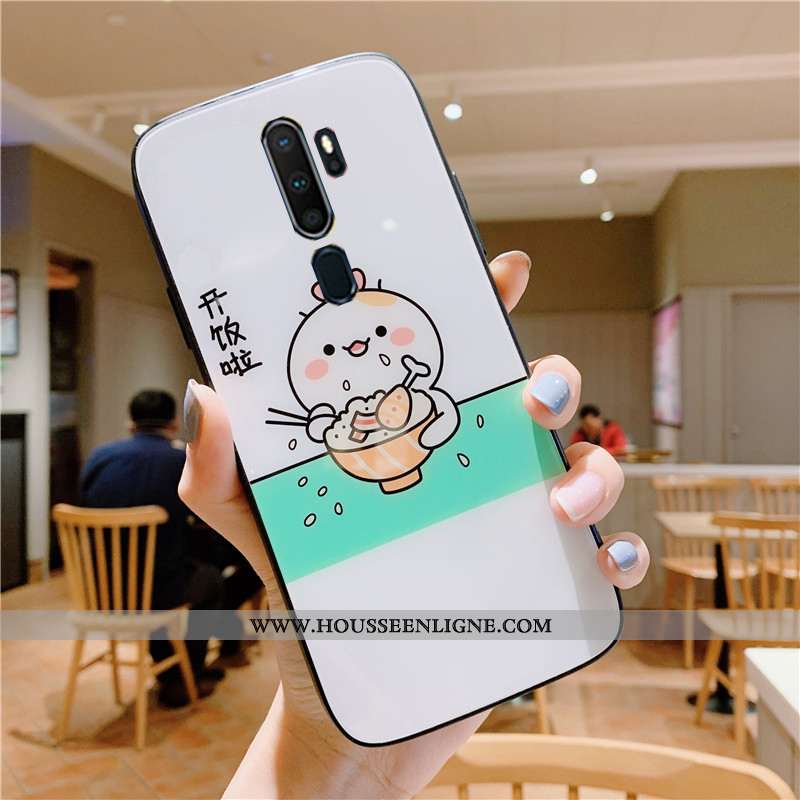Housse Oppo A9 2020 Verre Tendance Coque Téléphone Portable Bleu Support Protection