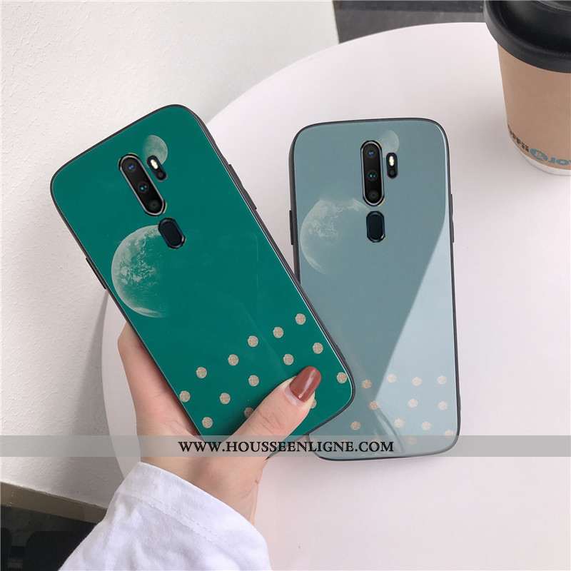 Housse Oppo A9 2020 Verre Tendance Coque Téléphone Portable Bleu Support Protection