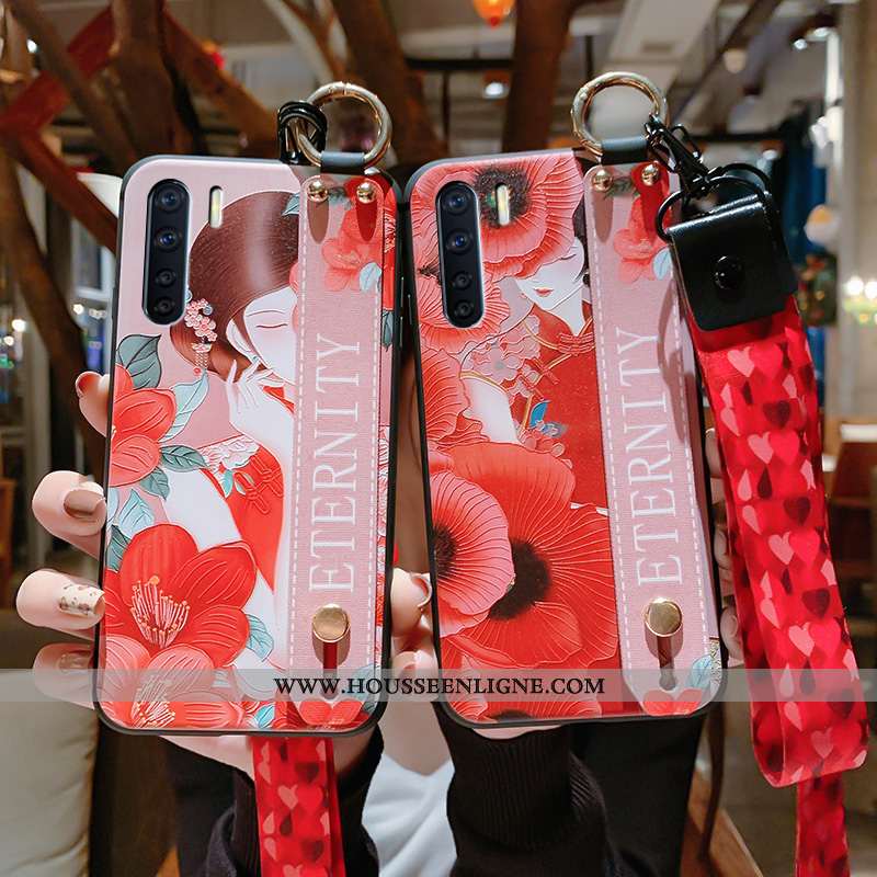 Housse Oppo A91 Cou Suspendu Vintage Palais Tout Compris Gaufrage Fluide Doux Rouge