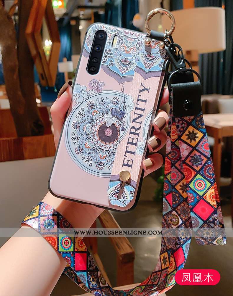 Housse Oppo A91 Cou Suspendu Vintage Palais Tout Compris Gaufrage Fluide Doux Rouge