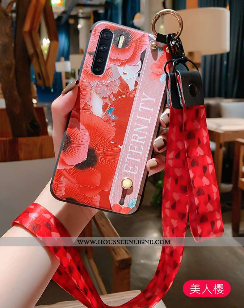 Housse Oppo A91 Cou Suspendu Vintage Palais Tout Compris Gaufrage Fluide Doux Rouge