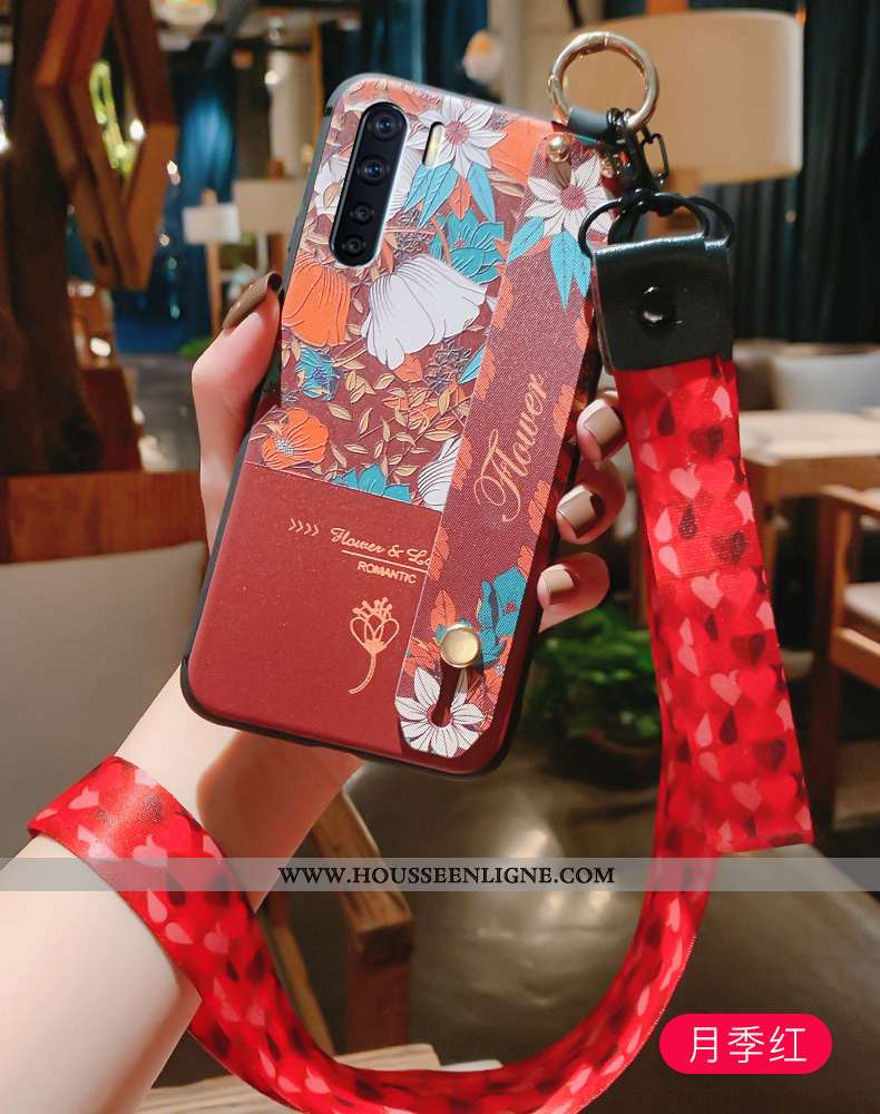 Housse Oppo A91 Cou Suspendu Vintage Palais Tout Compris Gaufrage Fluide Doux Rouge