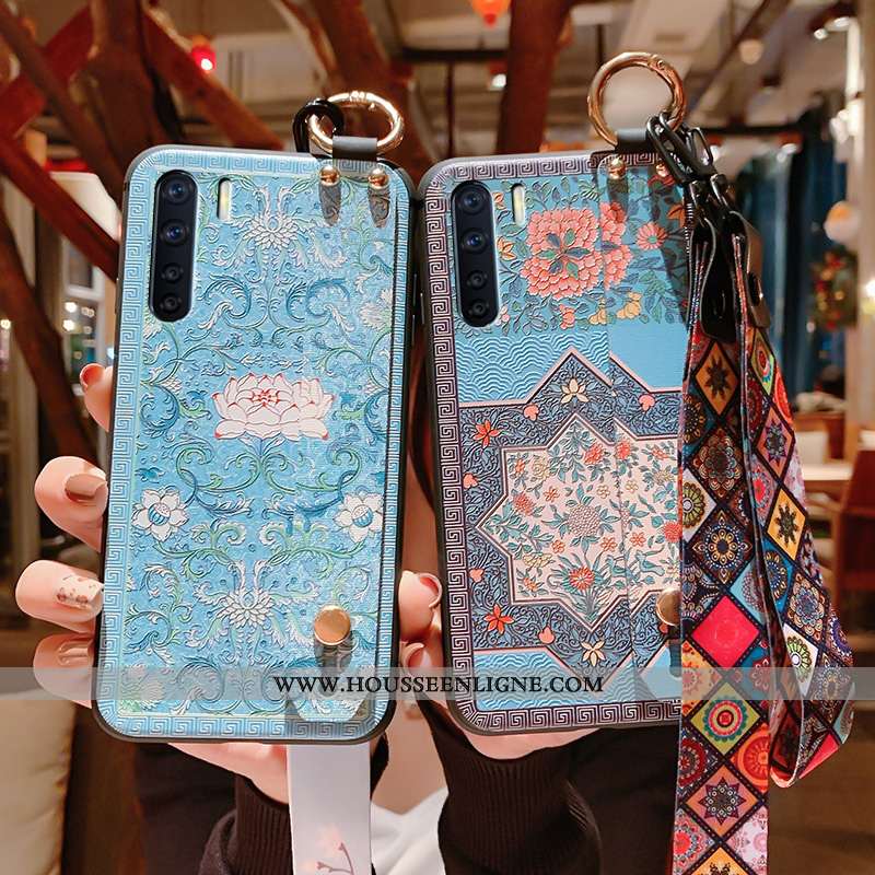 Housse Oppo A91 Cou Suspendu Vintage Palais Tout Compris Gaufrage Fluide Doux Rouge