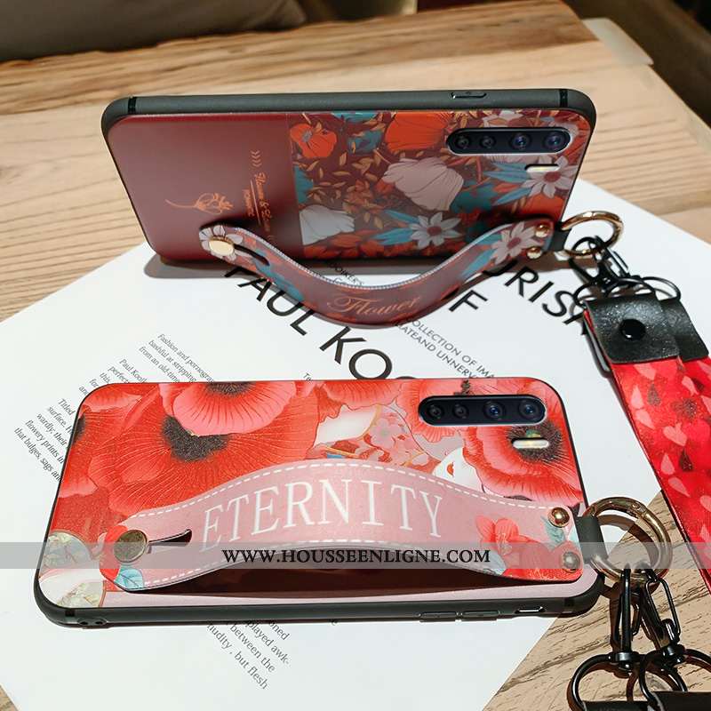 Housse Oppo A91 Cou Suspendu Vintage Palais Tout Compris Gaufrage Fluide Doux Rouge