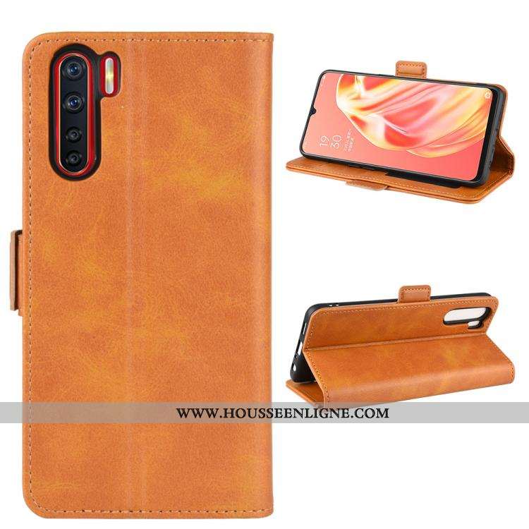 Housse Oppo A91 Cuir Modèle Fleurie Téléphone Portable Une Agrafe Support Carte Étui Jaune