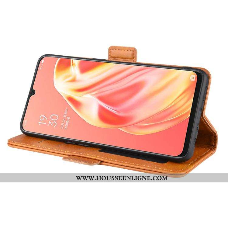 Housse Oppo A91 Cuir Modèle Fleurie Téléphone Portable Une Agrafe Support Carte Étui Jaune