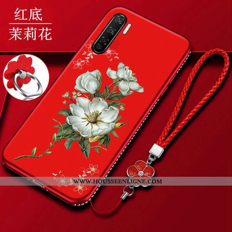 Housse Oppo A91 Délavé En Daim Créatif Rouge Téléphone Portable Silicone Tout Compris Net Rouge