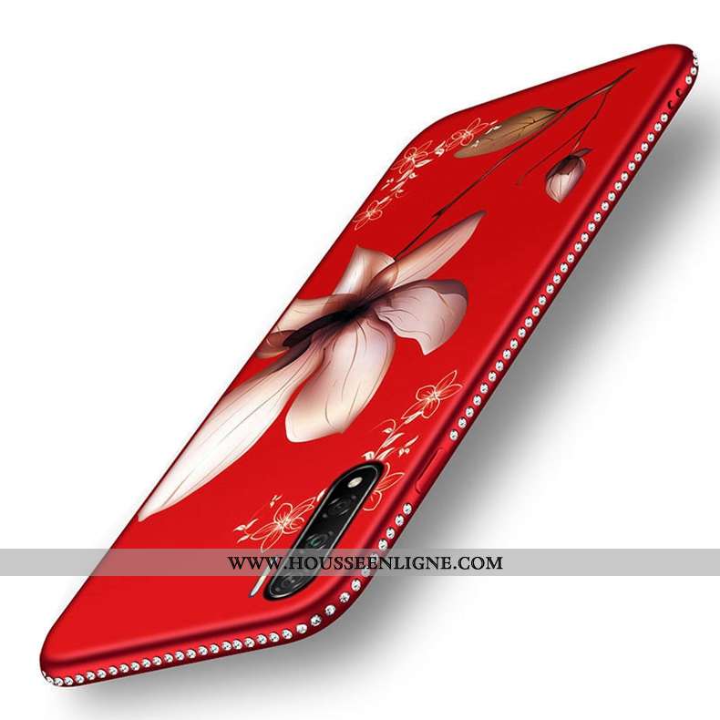 Housse Oppo A91 Délavé En Daim Créatif Rouge Téléphone Portable Silicone Tout Compris Net Rouge