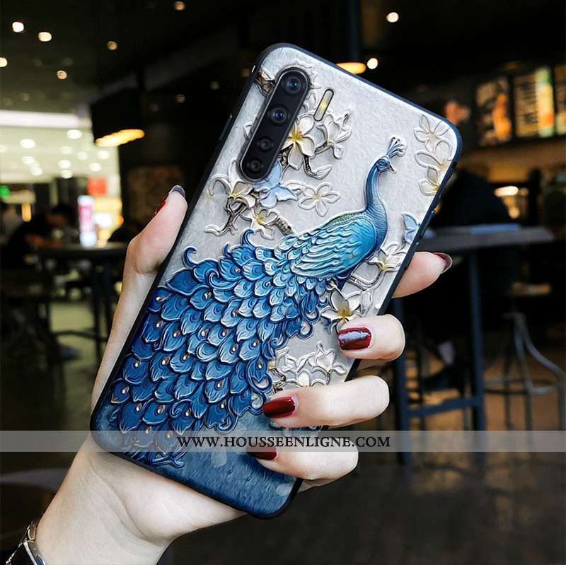 Housse Oppo A91 Délavé En Daim Gaufrage Net Rouge Tout Compris Protection Paon Fluide Doux Violet