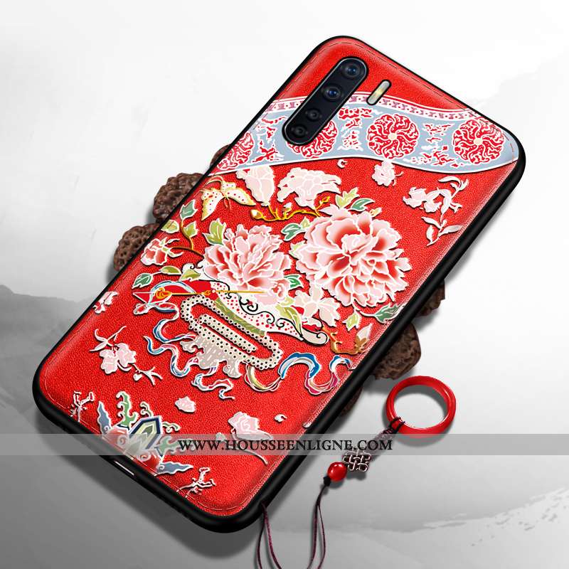 Housse Oppo A91 Fluide Doux Silicone Dragon Tout Compris Tendance Vent Légère Rouge