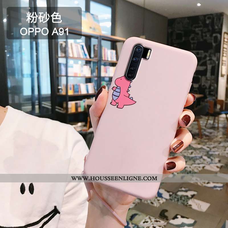 Housse Oppo A91 Fluide Doux Silicone Étui Charmant Téléphone Portable Coque Créatif Rose