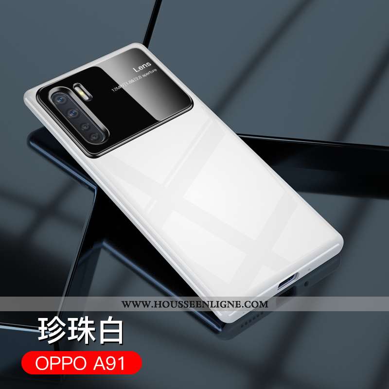 Housse Oppo A91 Luxe Verre Incassable Difficile Nouveau Simple Luxe Blanche