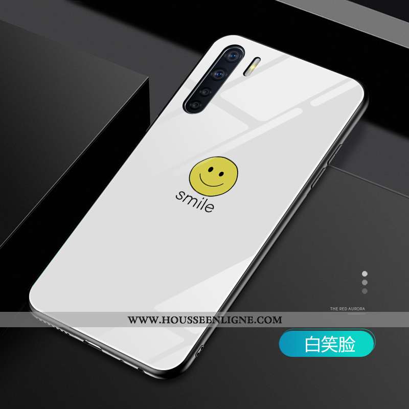 Housse Oppo A91 Légère Fluide Doux Net Rouge Créatif Charmant Miroir Couvercle Arrière Blanche