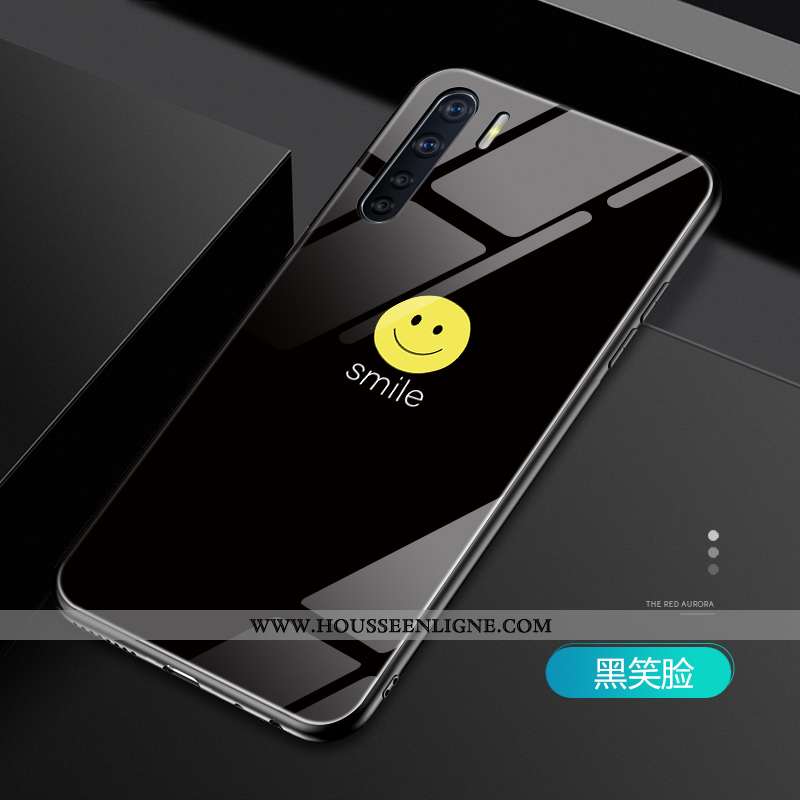 Housse Oppo A91 Légère Fluide Doux Net Rouge Créatif Charmant Miroir Couvercle Arrière Blanche