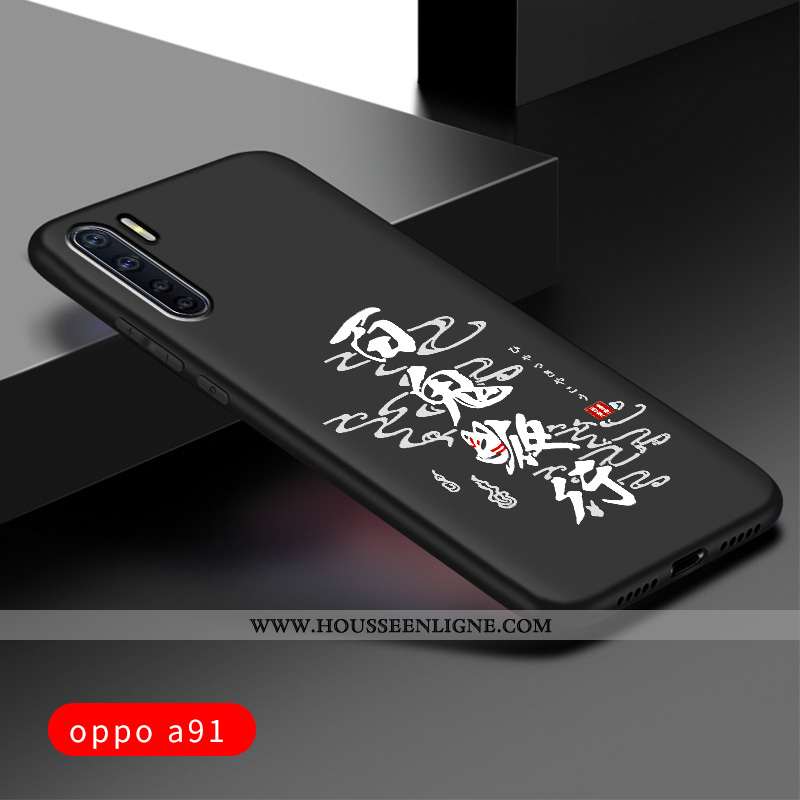 Housse Oppo A91 Protection Délavé En Daim Silicone Tout Compris Personnalisé Étui Noir