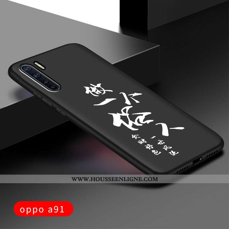 Housse Oppo A91 Protection Délavé En Daim Silicone Tout Compris Personnalisé Étui Noir