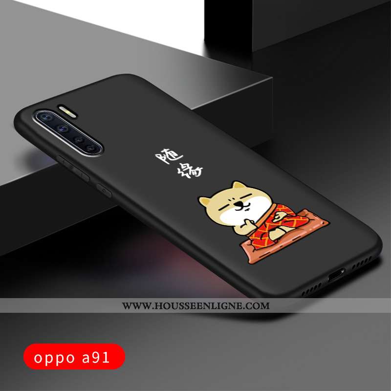 Housse Oppo A91 Protection Délavé En Daim Silicone Tout Compris Personnalisé Étui Noir