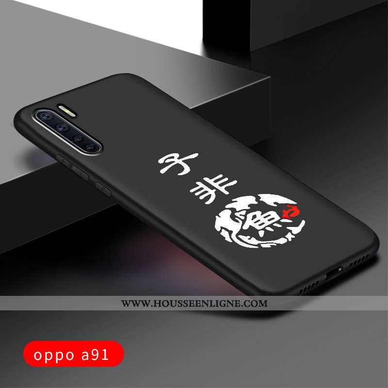 Housse Oppo A91 Protection Délavé En Daim Silicone Tout Compris Personnalisé Étui Noir