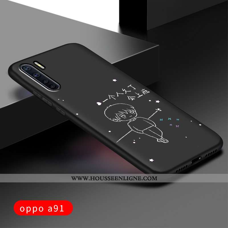 Housse Oppo A91 Protection Délavé En Daim Silicone Tout Compris Personnalisé Étui Noir
