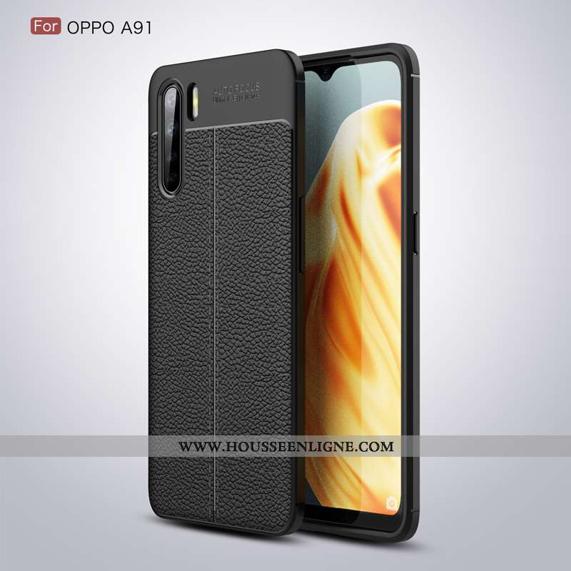 Housse Oppo A91 Silicone Fluide Doux Étui Téléphone Portable Noir Coque Incassable
