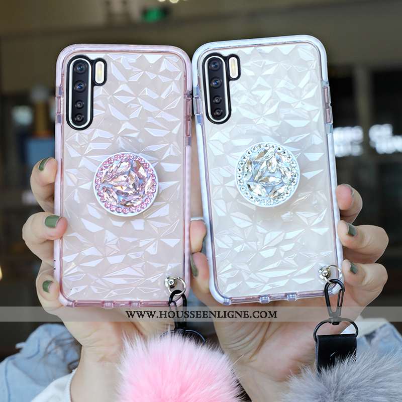 Housse Oppo A91 Silicone Protection Strass Transparent Modèle Fleurie Tout Compris Fluide Doux Rose
